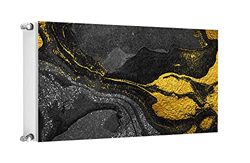 TMK ArtDeko Heizkörperverkleidung Magnetisch Wohnliches Ambiente Einfache Befestigung Magnet Heizkörperabdeckung, 100x60cm, Marmor Gold von TMK ArtDeko