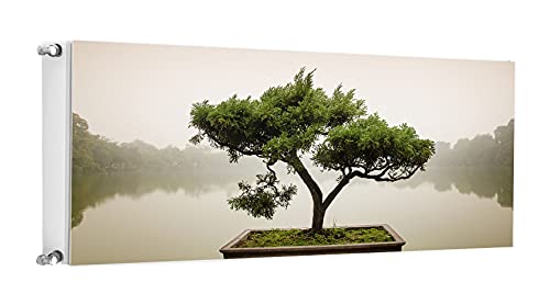 TMK ArtDeko Heizkörperverkleidung Magnetisch Wohnliches Ambiente Einfache Befestigung 140x60 Magnet Heizkörperabdeckung, Baum Grau von TMK ArtDeko