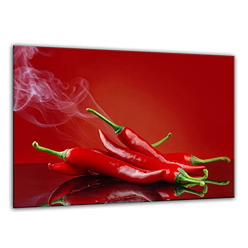 TMK, Schneidebrett glas 30x22 mit motiv Chilli Rot Schneideplatte, Herdabdeckplatte deko glas von TMK ArtDeko