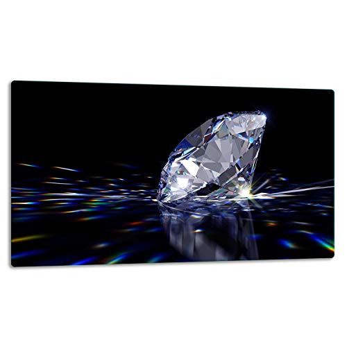 TMK | Glasschneidebrett, Herdabdeckplatte ceranfeld 1-telig, Glasschneideplatte, Spritzschutz, Universal Glasplate, 52x30 cm, motiv Diamant von TMK