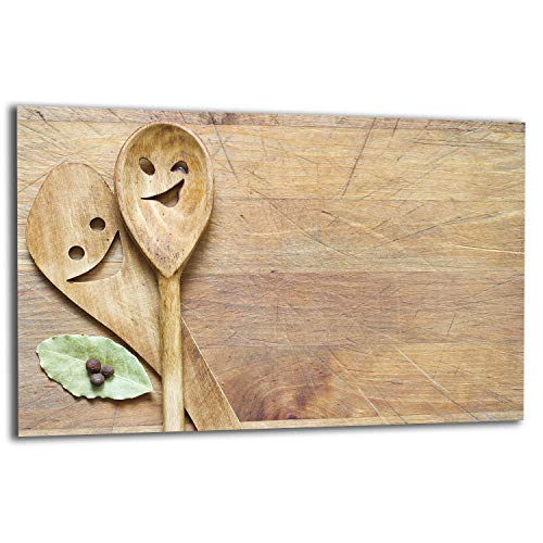TMK | Herdabdeckplatte 80x52 cm 1-teilig Ceranfeldabdeckung Induktion Herdschutz Spritzschutz Glasplatte Deko Schneidebrett Holz von TMK ArtDeko