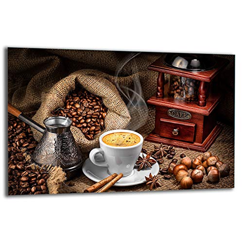 TMK |Herdabdeckplatte 80x52 cm 1-teilig Ceranfeldabdeckung Induktion Herdschutz Spritzschutz Glasplatte Deko Schneidebrett Kaffee von TMK ArtDeko