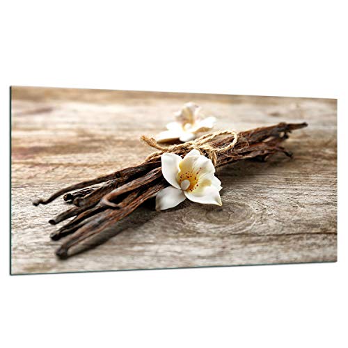 TMK | Herdabdeckplatte 90x52 cm Glas Ceranfeldabdeckung Induktion Herdschutz Spritzschutz Glasplatte Deko Schneidebrett, Holz Blume von TMK ArtDeko