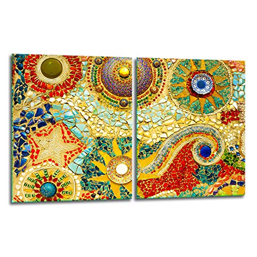 TMK | Herdabdeckplatten Set 2x40x52 cm Ceranfeld Abdeckung Glas Spritzschutz Abdeckplatte Glasplatte Herd Ceranfeldabdeckung Deko Schneidebrett | Mosaik von TMK ArtDeko