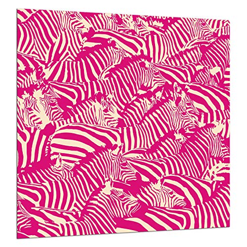 TMK I Küchenrückwand Spritzschutz aus gehärtetem Glas 60x65 cm - Dekoglas mit selbstklebendem Klebeband - Glasrückwand Küche, Pink Zebra von TMK ArtDeko