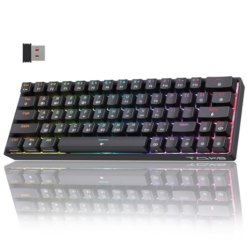 TMKB T63 Gaming Tastatur Mechanische Kabellos mit Blue Switch,Bluetooth / 2.4G / Mit Kabel,Schwarz von TMKB Technology Mechanical KeyBoard