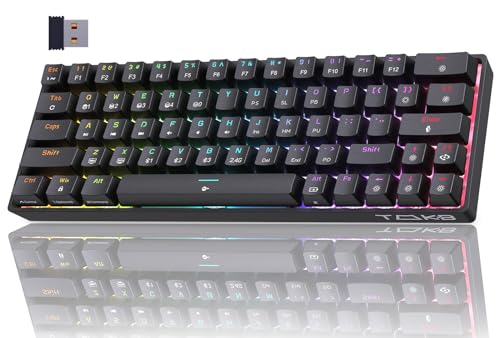 TMKB T63 Gaming Tastatur Mechanische Kabellos mit Red Switch,Bluetooth / 2.4G / Mit Kabel,RGB-Hintergrundbeleuchtung,Schwarz von TMKB Technology Mechanical KeyBoard