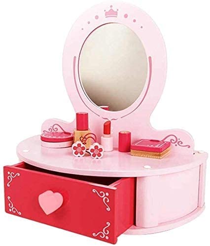 TMKDNNKG Luxuriöses Schminktisch-Set mit Schminktisch und Schminktisch, Schminktisch-Beauty-Set – Pink Princess Pretend Play Schminktisch-Set mit Schminkspiegel von TMKDNNKG