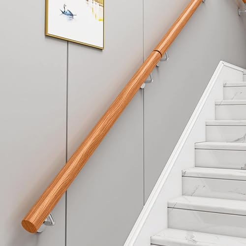 TMKDNNKG Treppenhandlauf aus Holz, Handlauf für den Innenbereich im Hausflur, rutschfeste Treppenhandläufe, Sicherheitsstützstange, Haltegriff-Wandmontage-Geländer-Komplettset (Größe: 50 cm) von TMKDNNKG