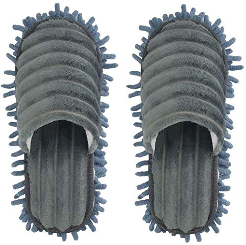 1 Paar Männer Und Frauen Bodenmopp Hausschuhe Unisex Hausschuhe Bodenreinigung Mop Haus Hausschuhe Staubreinigung Hausschuhe (Large,Grey) von TMKMO