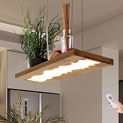 LED Hängelleuchte Esstisch Pendelleuchte Holz Rustikal Dimmbar 40W Mit Den Fernbedienung Hängellampe Höhenverstellbar Moderner Pendellampe Harzleuchter Für Küche Kronleuchter Wohnzimmer Büro Cafe von TMKOO