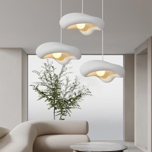 TMKOO 3-Bulb Kreative Wabi-Sabi Pendelleuchte In Wolkenform E27 Kronleuchter Weiß Unregelmäßiges Design Verstellbare Hängelampe Inselbeleuchtung Moderne Innendekoration(A,3 * 40CM) von TMKOO