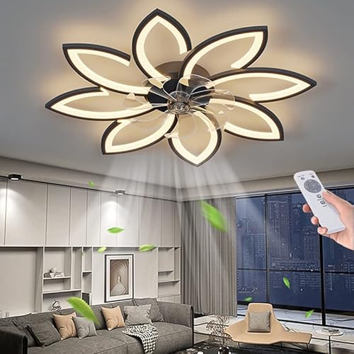 TMKOO Deckenventilator mit Beleuchtung, 90CM Modern LED Dimmbar Deckenleuchte mit Ventilator und Fernbedienung Leise, Kreativer 8 Lichter Design Deckenventilator für Esszimmer Wohnzimmer Schlafzimmer von TMKOO