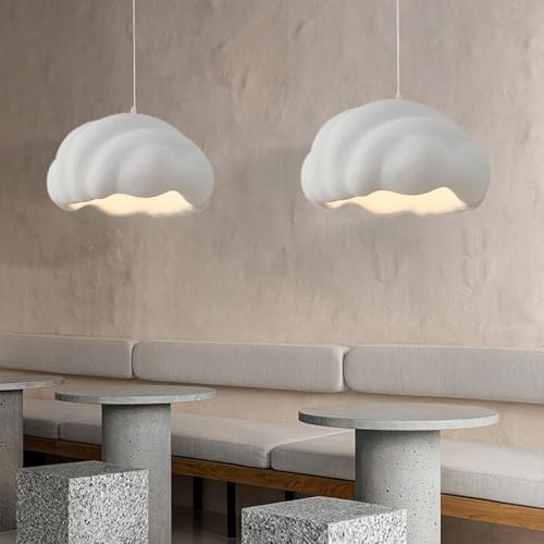 TMKOO Kreative Wabi-sabi Pendelleuchte E27 Moderner Wolken Kronleuchter Weißer Esstisch Hängeleuchte Innenbeleuchtung Verstellbare Heimdekoration Für Esszimmer Küche Inselleuchte(30cm) von TMKOO