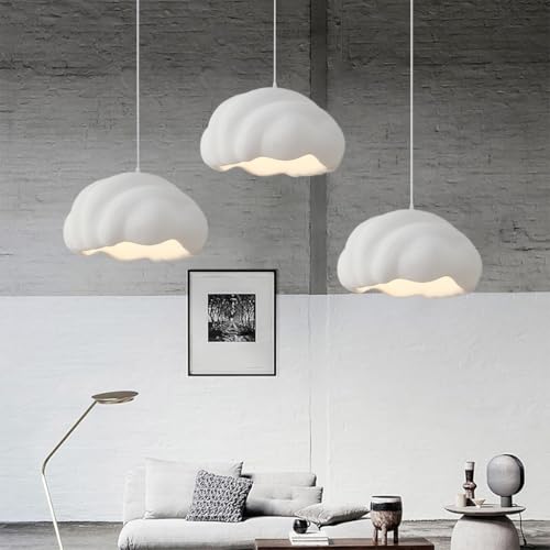 TMKOO Kreative Wabi-sabi Pendelleuchte E27 Moderner Wolken Kronleuchter Weißer Esstisch Hängeleuchte Innenbeleuchtung Verstellbare Heimdekoration Für Esszimmer Küche Inselleuchte(B-3light) von TMKOO
