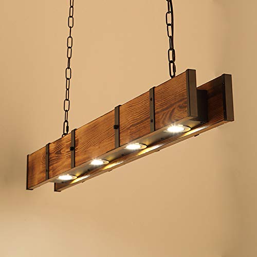 TMKOO LED Hängelleuchte Esstisch Hängellampe Holz Rustikal 40W Pendellampe Esstischlampe Höhenverstellbar Moderner Pendelleuchte Für Küche Kronleuchter Wohnzimmer Büro Cafe 100Cm von TMKOO