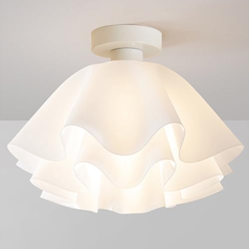 TMKOO Moderne Weiße Blumen-Deckenleuchte Mit E27 Fassung Dreifarbiges Licht Minimalistisches Design Pendelleuchte Für Flur Esszimmer Schlafzimmer Küche Wohnzimmer Eingangsbereich Veranda(A35) von TMKOO