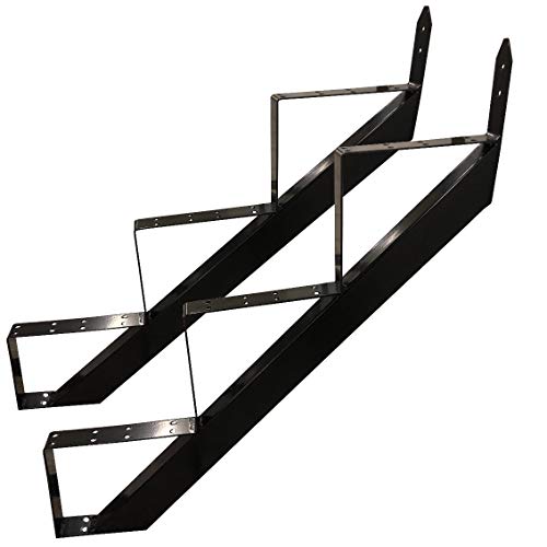3 Stufen Treppenrahmen Stahl-Treppenwange Treppenholm Geschosshöhe 53cm Schwarz/Ideal für den Einsatz im Innen und Außenbereich von TMM