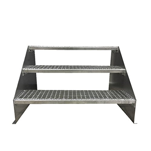 Freistehende Standtreppe Stahltreppe 3 Stufen/Breite 100cm Höhe 63cm Verzinkt/Stabile Industrietreppe für den Außenbereich von TMM