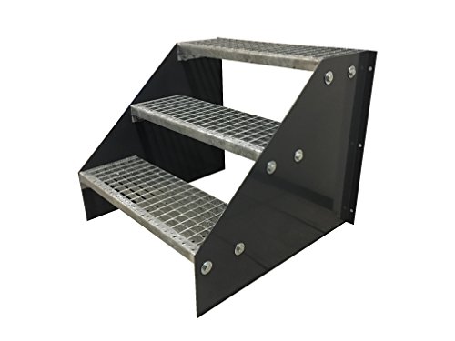 Freistehende Standtreppe Stahltreppe 3 Stufen/Breite 60cm Höhe 63cm Anthrazitgrau/Stabile Industrietreppe für den Außenbereich von TMM