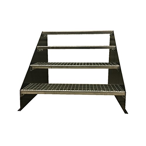 Freistehende Standtreppe Stahltreppe 4 Stufen/Breite 100cm Höhe 84cm Anthrazitgrau/Stabile Industrietreppe für den Außenbereich von TMM