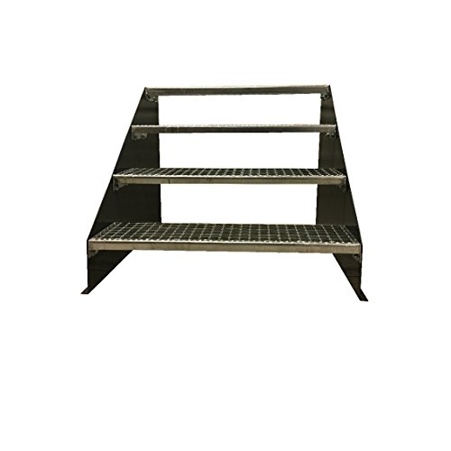 Freistehende Standtreppe Stahltreppe 4 Stufen/Breite 60cm Höhe 84cm Anthrazitgrau/Stabile Industrietreppe für den Außenbereich von TMM