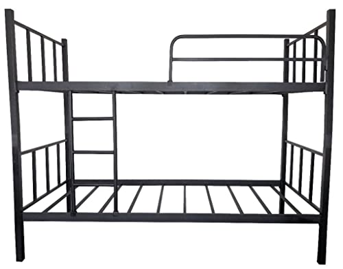TMM Etagenbett Hochbett Metall Rahmen 200x90cm Jugendbett Doppellbett Kinderbett, Schwarz von TMM