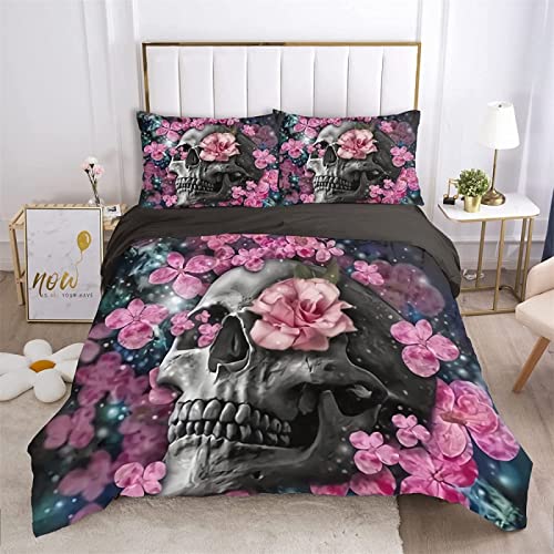 TMMDH Bettwäsche Set Bettbezug 200x200 Weich Bequem Atmungsaktiv Hypoallergen Mikrofaser Bettbezüge und 2 Kissenbezug,Modern Bedding Set(SchäDel) von TMMDH