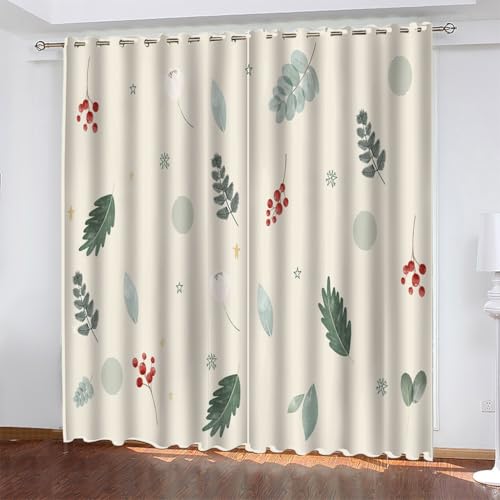 Gardinen Aprikose Verdunklungsvorhänge mit Ösen Thermo Vorhang Kälteschutz, PflanzenbläTter Blickdichte Schlafzimmer Curtains Blackout Vorhang Wärmeisolierend 138x117 cm(HöhexBreite), 2er Set von TMMDH