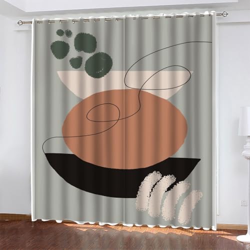 Gardinen Bohemien Verdunklungsvorhänge mit Ösen Thermo Vorhang Kälteschutz, Abstrakt Blickdichte Gardinen Schlafzimmer Curtains Wärmeisolierend 138x140 cm(HöhexBreite), 2er Set von TMMDH