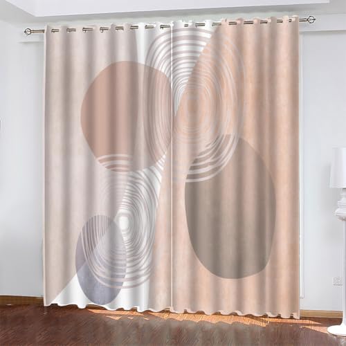 Gardinen Bohemien Verdunklungsvorhänge mit Ösen Thermo Vorhang Kälteschutz, Geometrie Blickdichte Gardinen Schlafzimmer Curtains Blackout Vorhang 214x168 cm(HöhexBreite), 2er Set von TMMDH