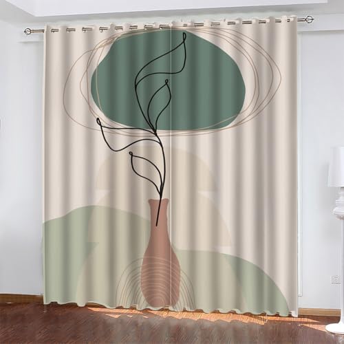 Gardinen Bohemien Verdunklungsvorhänge mit Ösen Thermo Vorhang Kälteschutz, Geometrie Blickdichte Schlafzimmer Curtains Blackout Vorhang Wärmeisolierend 210x140 cm(HöhexBreite), 2er Set von TMMDH