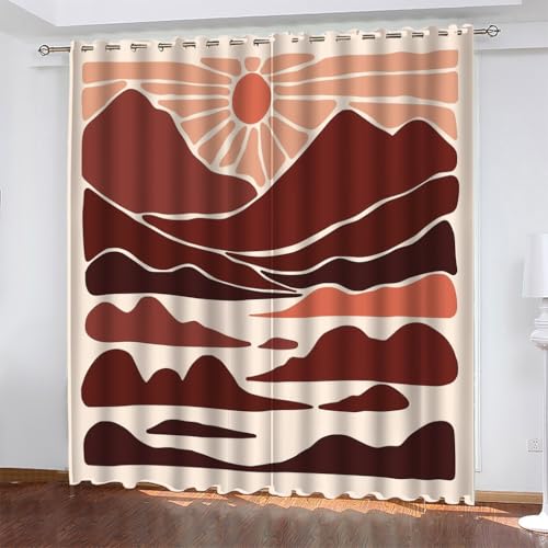 Gardinen Bohemien Verdunklungsvorhänge mit Ösen Thermo Vorhang Kälteschutz, Sonne Blickdichte Gardinen Schlafzimmer Curtains Blackout Vorhang 183x229 cm(HöhexBreite), 2er Set von TMMDH