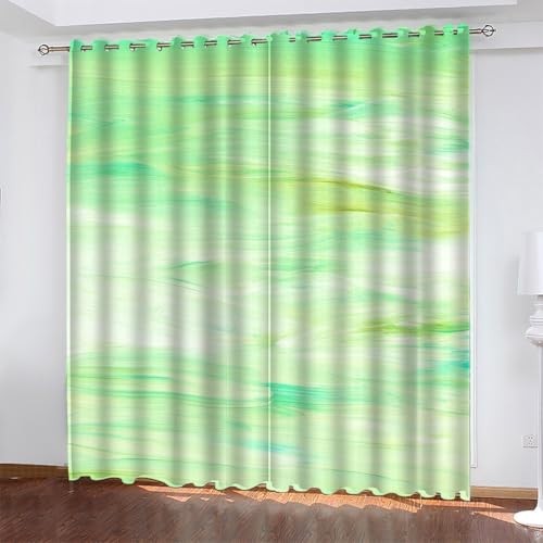 Gardinen GrüN Verdunklungsvorhänge mit Ösen Thermo Vorhang Kälteschutz, Textur Blickdichte Schlafzimmer Curtains Blackout Vorhang Wärmeisolierend 160x132 cm(HöhexBreite), 2er Set von TMMDH