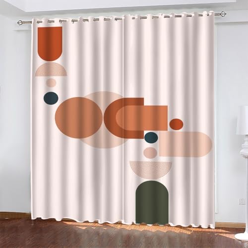 Gardinen Rosa Verdunklungsvorhänge mit Ösen Thermo Vorhang Kälteschutz, Abstrakte Geometrie Blickdichte Schlafzimmer Curtains Blackout Vorhang Wärmeisolierend 138x117 cm(HöhexBreite), 2er Set von TMMDH