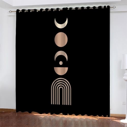 Gardinen Schwarz Verdunklungsvorhänge mit Ösen Thermo Vorhang Kälteschutz, Abstrakte Drucke Blickdichte Gardinen Schlafzimmer Curtains Wärmeisolierend 138x140 cm(HöhexBreite), 2er Set von TMMDH