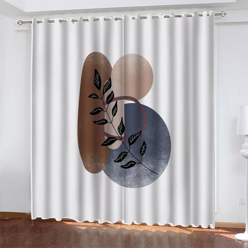Gardinen Weiß Verdunklungsvorhänge mit Ösen Thermo Vorhang Kälteschutz, Geometrische Drucke Blickdichte Gardinen Schlafzimmer Curtains Blackout Vorhang 160x117 cm(HöhexBreite), 2er Set von TMMDH