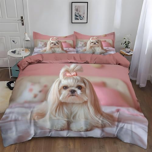MäDchen Bettwäsche 3 Teilig Niedliche Hunde Bettbezug Set Enthält 1 Bettbezug 200x200 cm und 2 Kissenbezügen 80x80 cm aus Leicht Weich Mikrofaser MäDchen Bettwäsche 3 Teilig Niedliche Hunde Bettbezug Set Enthält 1 Bettbezug 200x200 cm und 2 Kissenbezügen 80x80 cm aus Leicht Weich Mikrofaser von TMMDH