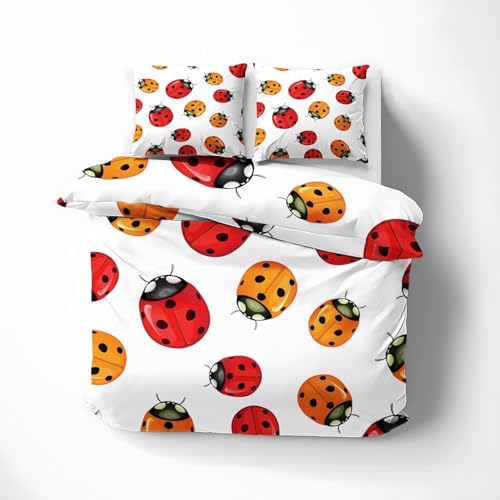 MarienkäFer Bettwäsche 3 Teilig Cartoon-Kinder Bettbezug Set Enthält 1 Bettbezug 200x220 cm und 2 Kissenbezügen 80x80 cm aus Leicht Weich Mikrofaser MarienkäFer Bettwäsche 3 Teilig Cartoon-Kinder Bettbezug Set Enthält 1 Bettbezug 200x220 cm und 2 Kissenbezügen 80x80 cm aus Leicht Weich Mikrofaser von TMMDH