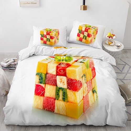 Obst Bettwäsche 3 Teilig Schlicht und Stilvoll Bettbezug Set Enthält 1 Bettbezug 155x220 cm und 2 Kissenbezügen 80x80 cm aus Leicht Weich Mikrofaser Obst Bettwäsche 3 Teilig Schlicht und Stilvoll Bettbezug Set Enthält 1 Bettbezug 155x220 cm und 2 Kissenbezügen 80x80 cm aus Leicht Weich Mikrofaser von TMMDH