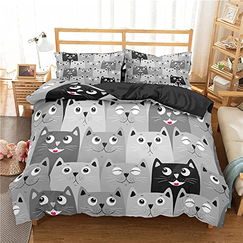 TMMDH Bettwäsche 135x200 graue Katze Muster Weich Bequem Atmungsaktiv Hypoallergen 3D Sommerbettwäsche Bettwäsche Set + 1 Kissenbezug 80x80 cm,Geeignet für Jungen Mädchen Kinder TMMDH Bettwäsche 135x200 graue Katze Muster Weich Bequem Atmungsaktiv Hypoallergen 3D Sommerbettwäsche Bettwäsche Set + 1 Kissenbezug 80x80 cm,Geeignet für Jungen Mädchen Kinder von TMMDH