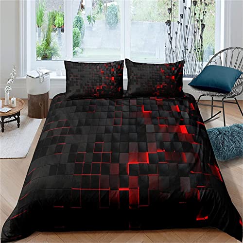 TMMDH Bettwäsche Set Bettbezug 200x220 3D Printed Bedding Duvet Cover Set Weich Bequem Atmungsaktiv Hypoallergen Mikrofaser Bettbezüge Geeignet für Adults - (Quadratisch Schwarz) von TMMDH