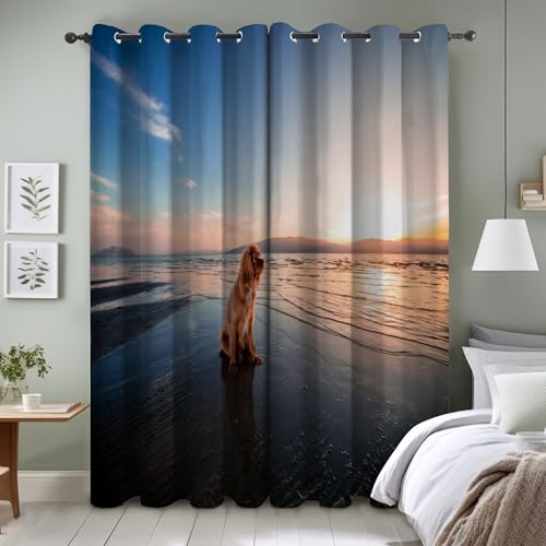 TMMDH Cockapoo Blickdichte Gardinen Schlafzimmer Thermovorhang mit öSen 2er Set H 250 X B 140 cm Haustiere VerdunklungsvorhäNge Schallschutz Vorhang von TMMDH