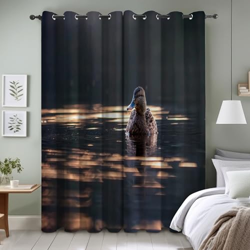 TMMDH Ente Blickdichte Gardinen Schlafzimmer Thermovorhang mit öSen 2er Set H 245 X B 140 cm RaubvöGel VerdunklungsvorhäNge Schallschutz Vorhang TMMDH Ente Blickdichte Gardinen Schlafzimmer Thermovorhang mit öSen 2er Set H 245 X B 140 cm RaubvöGel VerdunklungsvorhäNge Schallschutz Vorhang von TMMDH