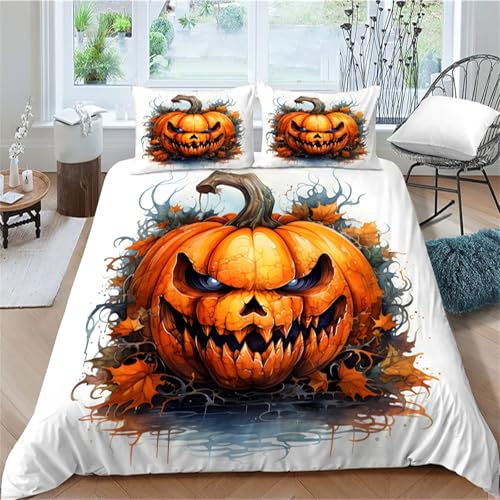 TMMDH Grusel Halloween Bettdecken Set | Mikrofaser | Reißverschluss | 155x220 cm für Teenager von TMMDH