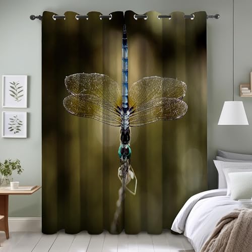 TMMDH Libelle Blickdichte Gardinen Schlafzimmer Thermovorhang mit öSen 2er Set H 225 X B 140 cm TraumfäNger VerdunklungsvorhäNge Schallschutz Vorhang TMMDH Libelle Blickdichte Gardinen Schlafzimmer Thermovorhang mit öSen 2er Set H 225 X B 140 cm TraumfäNger VerdunklungsvorhäNge Schallschutz Vorhang von TMMDH