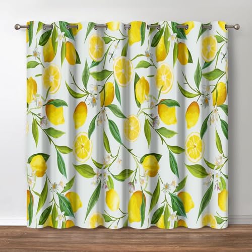 TMMDH Zitrone Blickdichte Gardinen Schlafzimmer Thermovorhang mit öSen 2er Set H 250 X B 140 cm öLgemäLde Blumen Auf dem Land VerdunklungsvorhäNge Schallschutz Vorhang von TMMDH