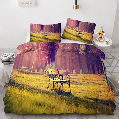 Wald Bettwäsche 3 Teilig Bank Bettbezug Set Enthält 1 Bettbezug 200x220 cm und 2 Kissenbezügen 80x80 cm aus Leicht Weich Mikrofaser Wald Bettwäsche 3 Teilig Bank Bettbezug Set Enthält 1 Bettbezug 200x220 cm und 2 Kissenbezügen 80x80 cm aus Leicht Weich Mikrofaser von TMMDH