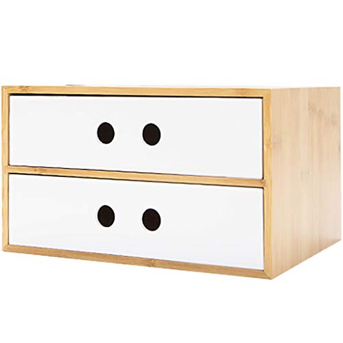 Stapelbare Schreibtisch-Aufbewahrungsbox aus Bambus und Holz, Schubladen, Tischregal für Wohnzimmer, Schlafzimmer, Arbeitszimmer (Größe: 25 x 20 x 14,5 cm) von TMMLIJIPL