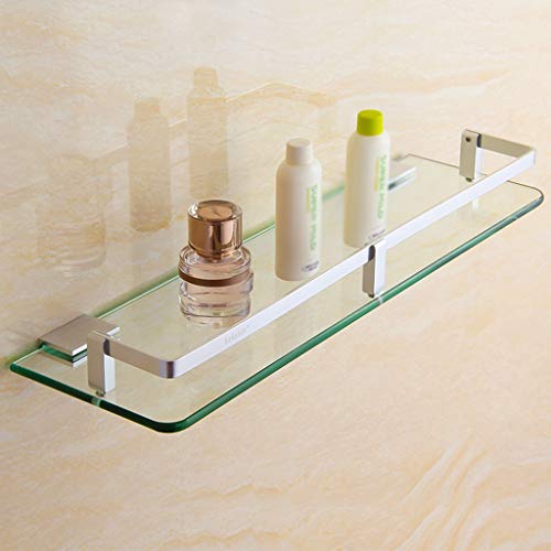 TMMLIJIPL Badezimmer-Glasregal mit Leitplanke, Aluminium, einlagig, Wandregal, Spiegel, vorne, verschiedene Größen (Größe: 250 mm) (450 mm) von TMMLIJIPL